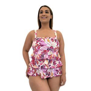 Women's ruffled tiered Swimming Top - NEW 16W